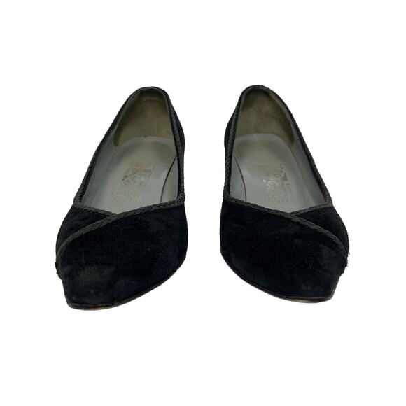 EUC - Salvatore Ferragamo Braided Suede Kitten Heels - Picture 2 of 8